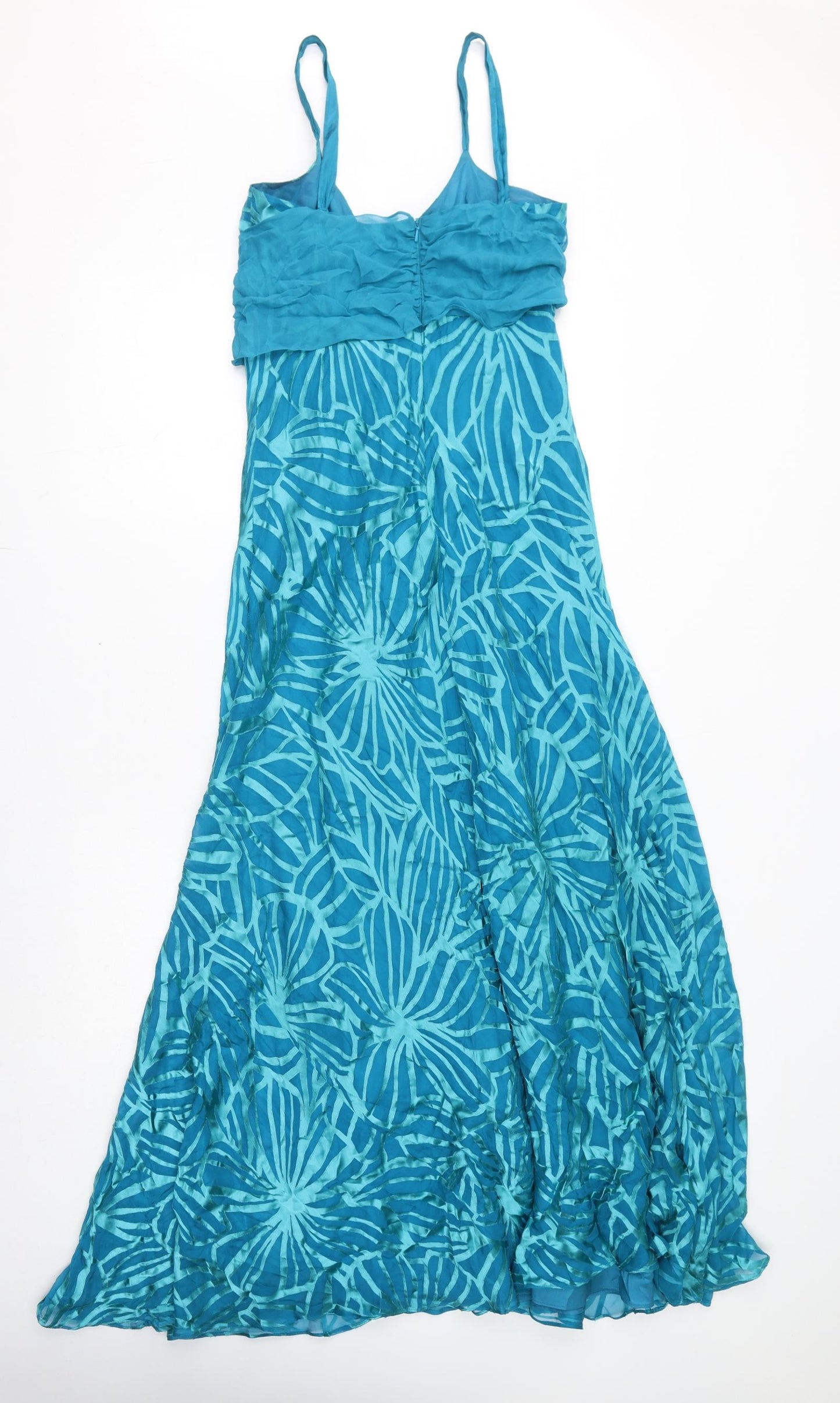 Monsoon Womens Blue Geometric Viscose A-Line Size 10 V-Neck Zip