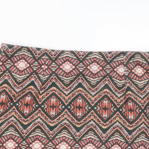 Dorothy Perkins Womens Orange Geometric Polyester A-Line Skirt Size 8 Zip