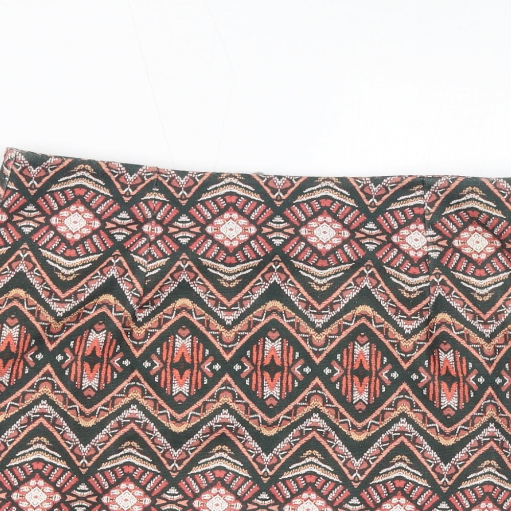 Dorothy Perkins Womens Orange Geometric Polyester A-Line Skirt Size 8 Zip