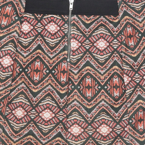 Dorothy Perkins Womens Orange Geometric Polyester A-Line Skirt Size 8 Zip