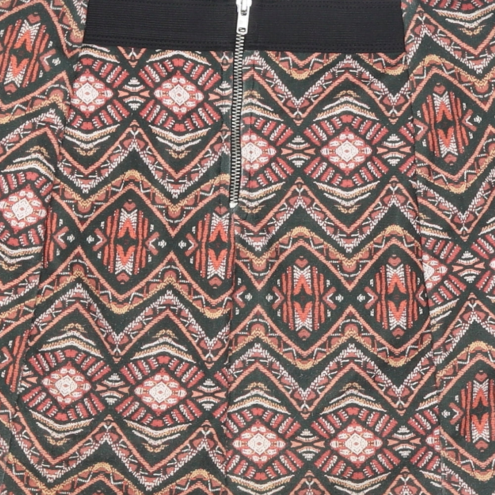 Dorothy Perkins Womens Orange Geometric Polyester A-Line Skirt Size 8 Zip