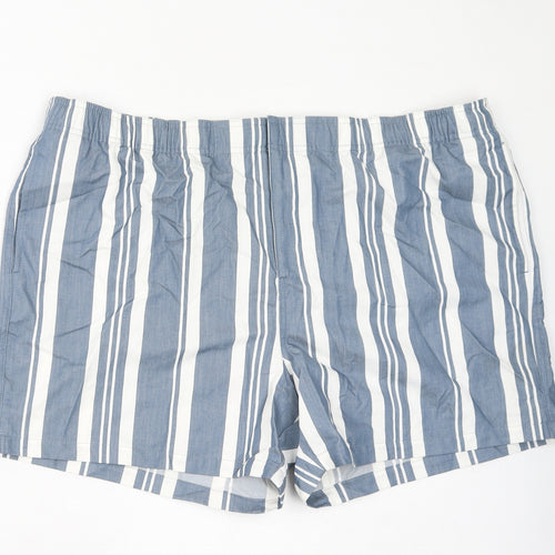 Autograph Mens Blue Striped Cotton Sweat Shorts Size 3XL L6 in Regular Drawstring - Inside Leg: 5