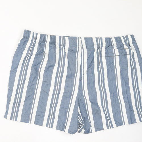 Autograph Mens Blue Striped Cotton Sweat Shorts Size 3XL L6 in Regular Drawstring - Inside Leg: 5