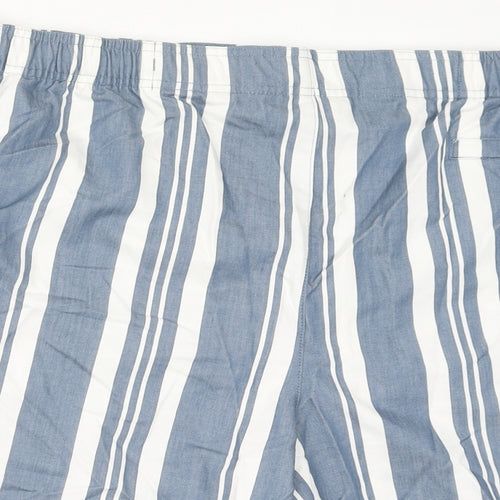 Autograph Mens Blue Striped Cotton Sweat Shorts Size 3XL L6 in Regular Drawstring - Inside Leg: 5