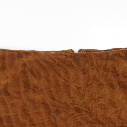 New Look Womens Brown Cotton A-Line Skirt Size 18 Zip - Pockets