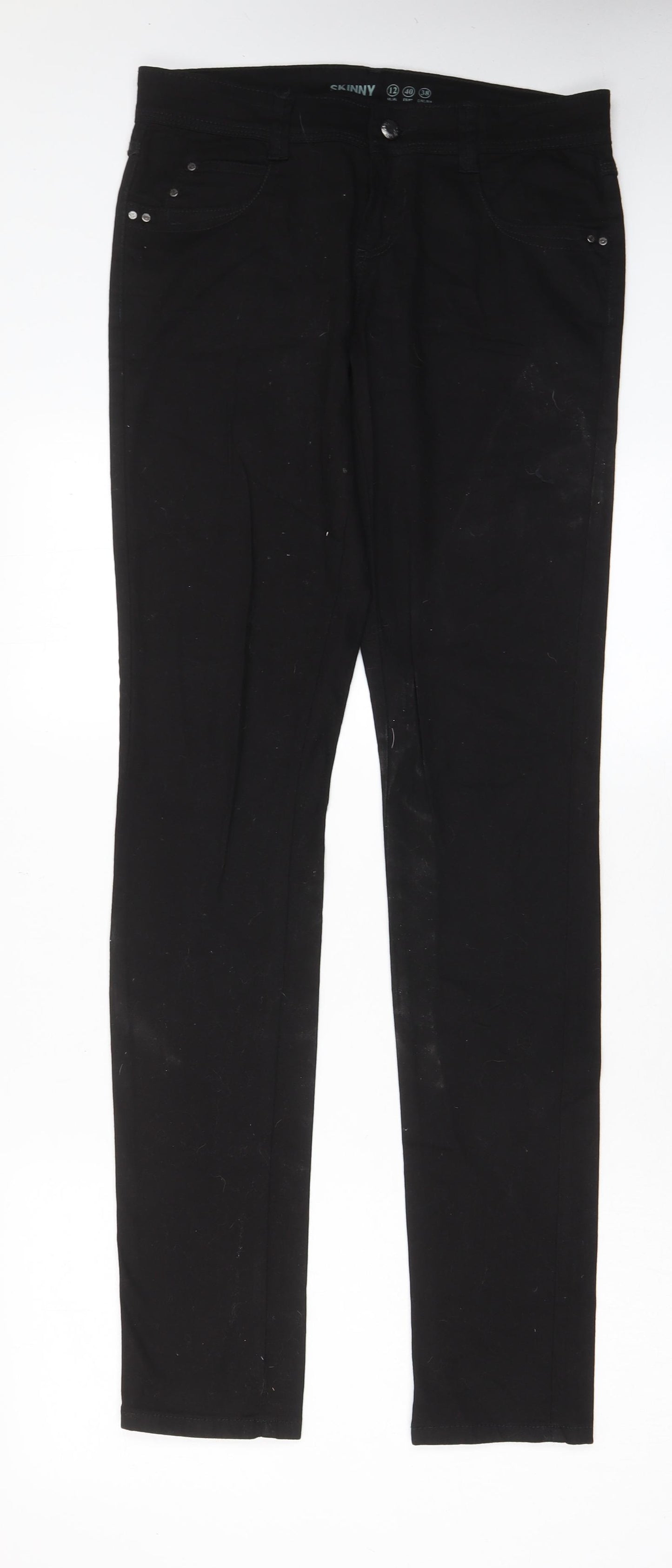 Denim & Co. Womens Black Cotton Skinny Jeans Size 12 L34 in Regular Zip - Pockets