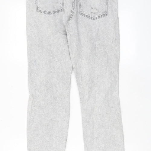 Denim & Co. Womens Grey Cotton Straight Jeans Size 12 L26 in Regular Zip - Pockets