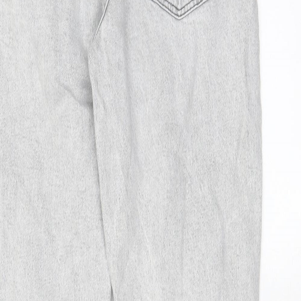Denim & Co. Womens Grey Cotton Straight Jeans Size 12 L26 in Regular Zip - Pockets
