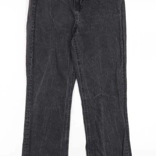 H&M Womens Black Cotton Straight Jeans Size 10 L26 in Regular Zip - Pockets