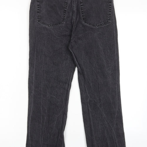 H&M Womens Black Cotton Straight Jeans Size 10 L26 in Regular Zip - Pockets