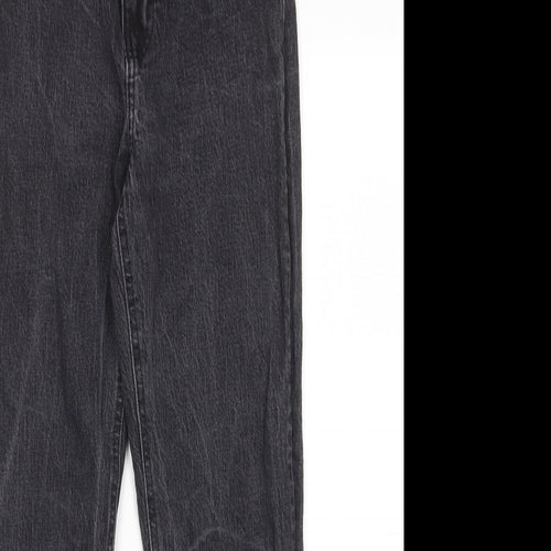 H&M Womens Black Cotton Straight Jeans Size 10 L26 in Regular Zip - Pockets