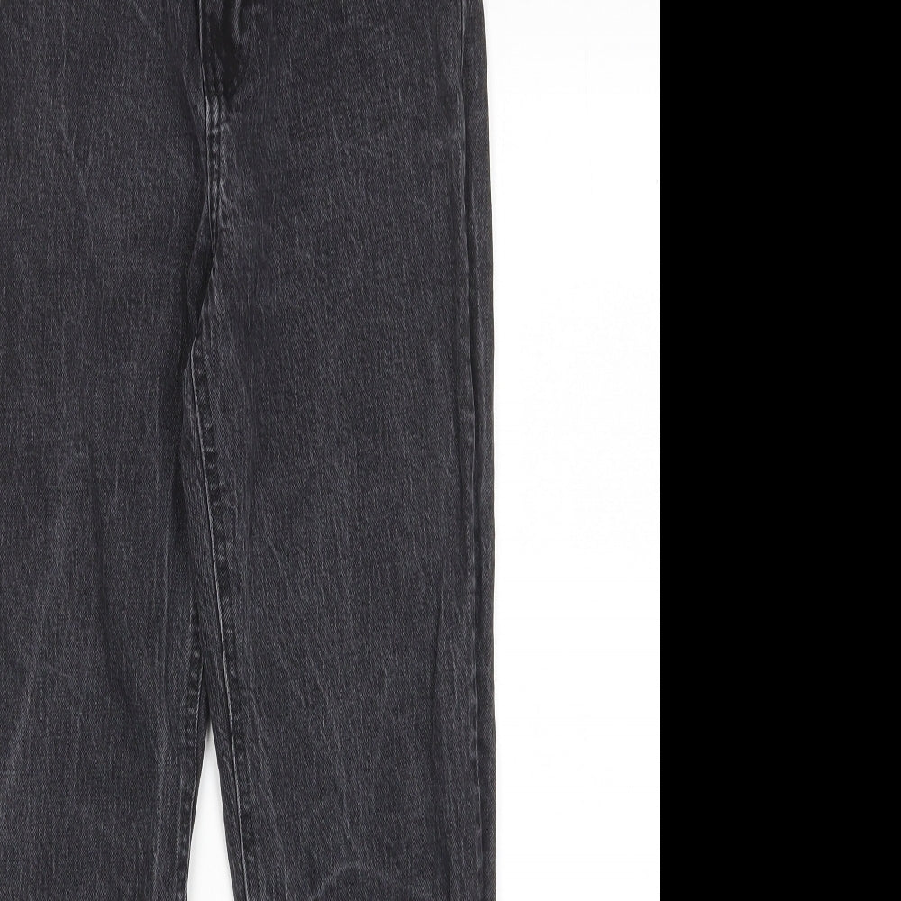 H&M Womens Black Cotton Straight Jeans Size 10 L26 in Regular Zip - Pockets