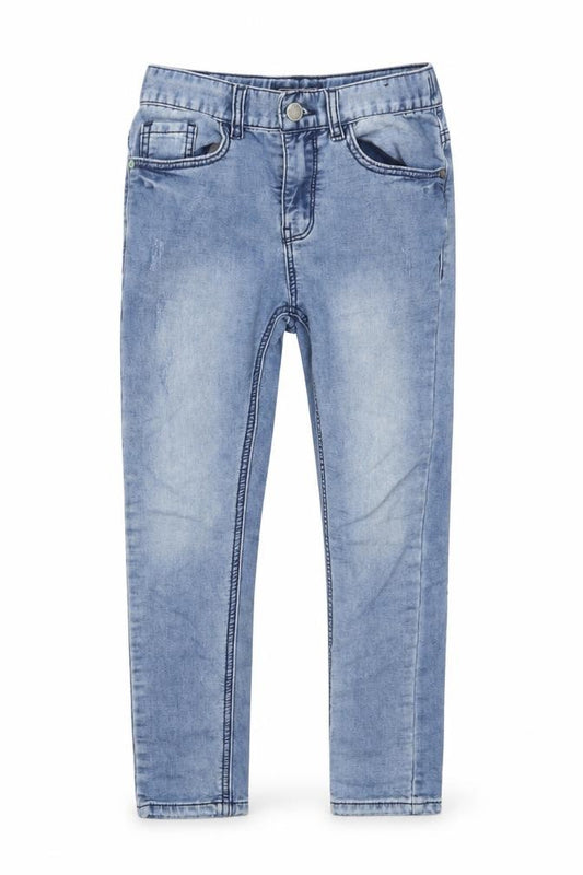 NEXT Boys Blue Cotton Skinny Jeans Size 9 Months L22 in Regular Zip - Pockets, Adjustable waist