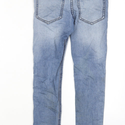 NEXT Boys Blue Cotton Skinny Jeans Size 9 Months L22 in Regular Zip - Pockets, Adjustable waist