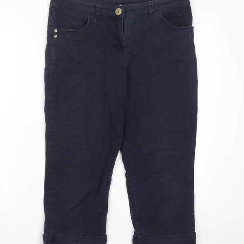Epilogue Womens Blue Cotton Bermuda Shorts Size 12 L20 in Regular Zip - Pockets