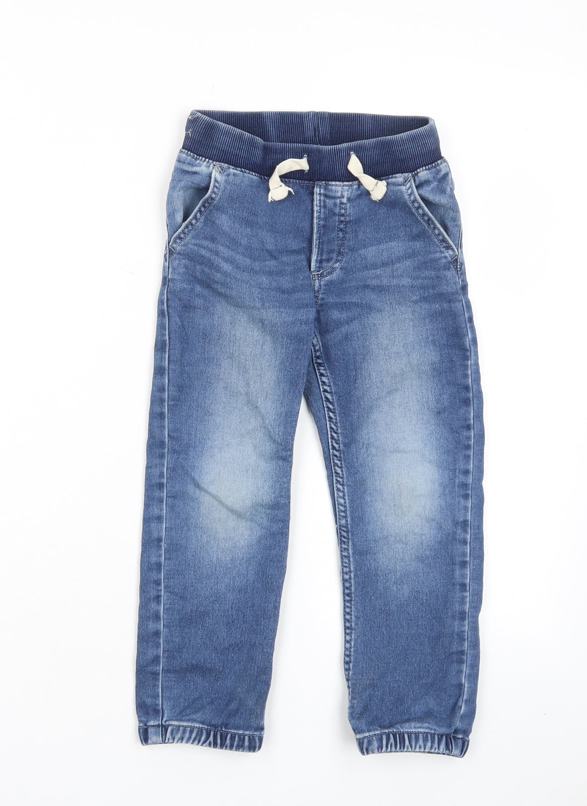Gap Boys Blue Cotton Straight Jeans Size 5 Years Regular Drawstring - Pockets