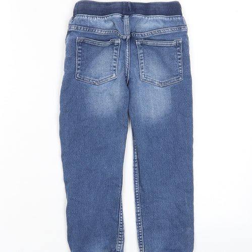 Gap Boys Blue Cotton Straight Jeans Size 5 Years Regular Drawstring - Pockets