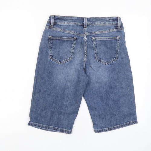 NEXT Womens Blue Cotton Bermuda Shorts Size 12 L12 in Regular Zip - Pockets