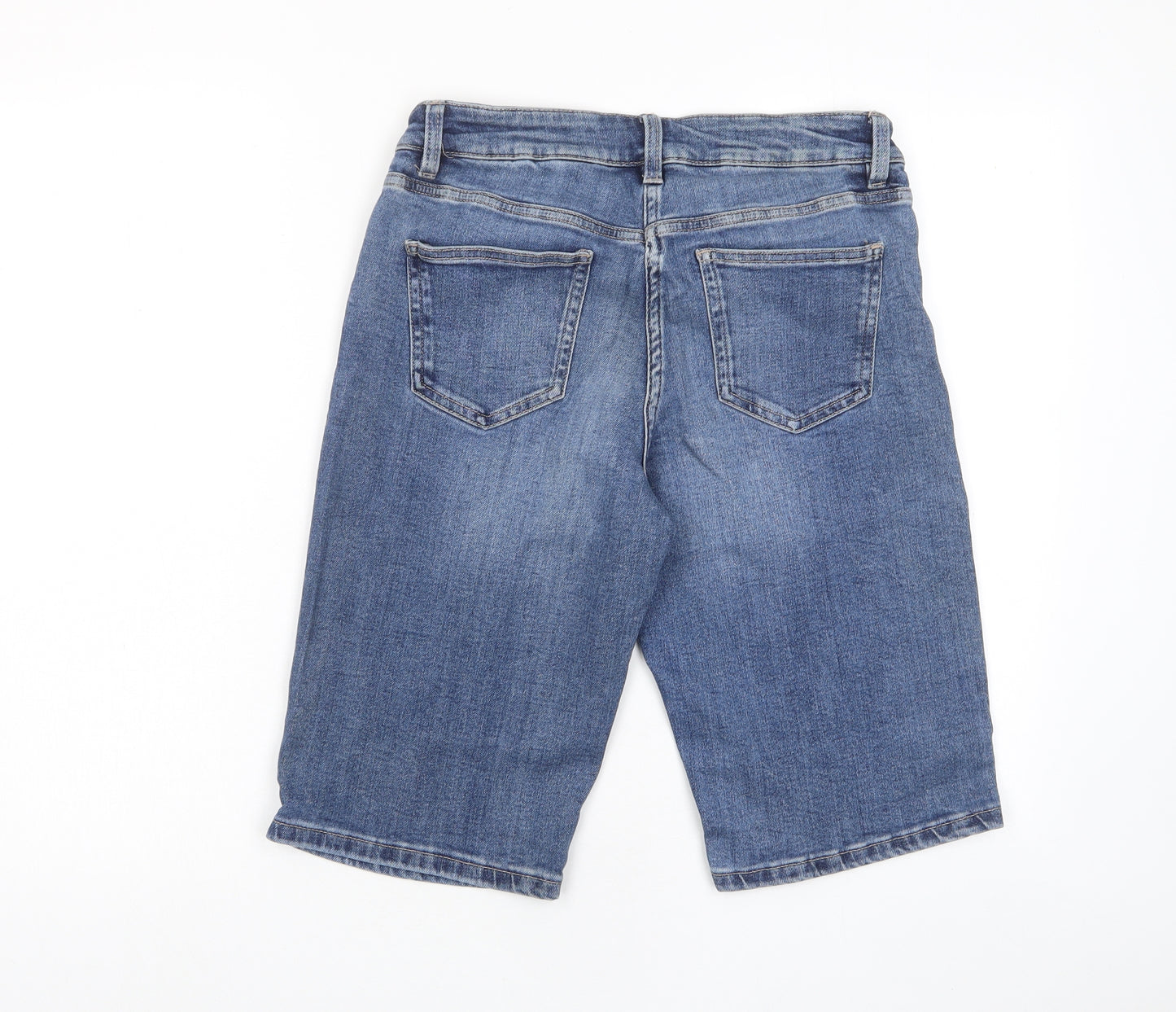 NEXT Womens Blue Cotton Bermuda Shorts Size 12 L12 in Regular Zip - Pockets
