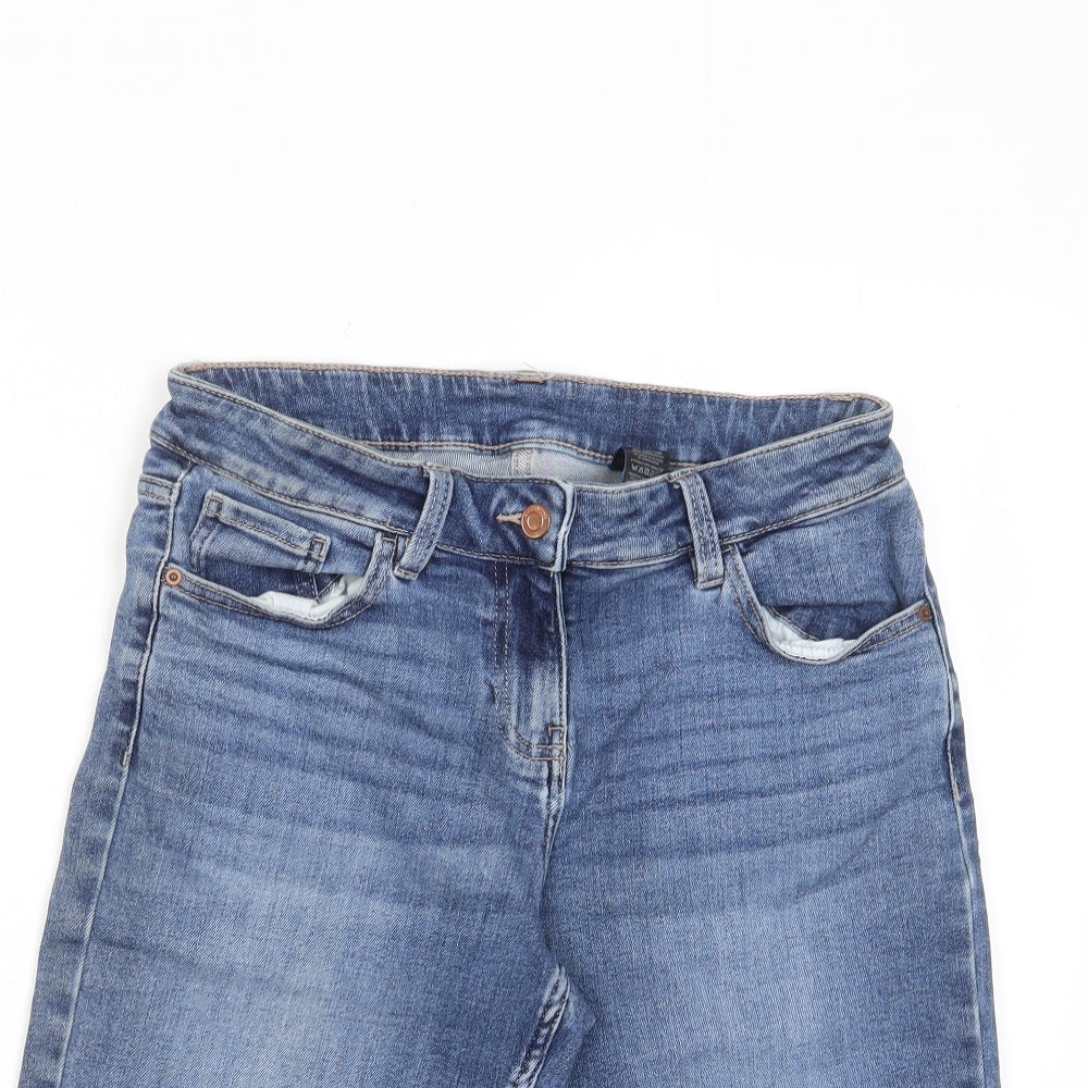 NEXT Womens Blue Cotton Bermuda Shorts Size 12 L12 in Regular Zip - Pockets