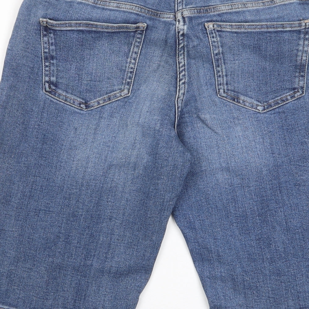 NEXT Womens Blue Cotton Bermuda Shorts Size 12 L12 in Regular Zip - Pockets