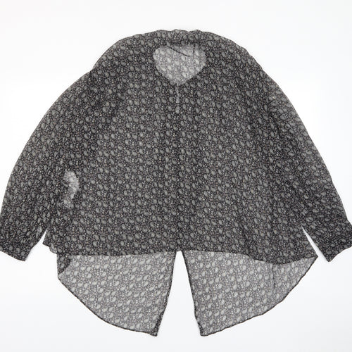 Zara Womens Black Fair Isle Polyester Basic Button-Up Size S V-Neck