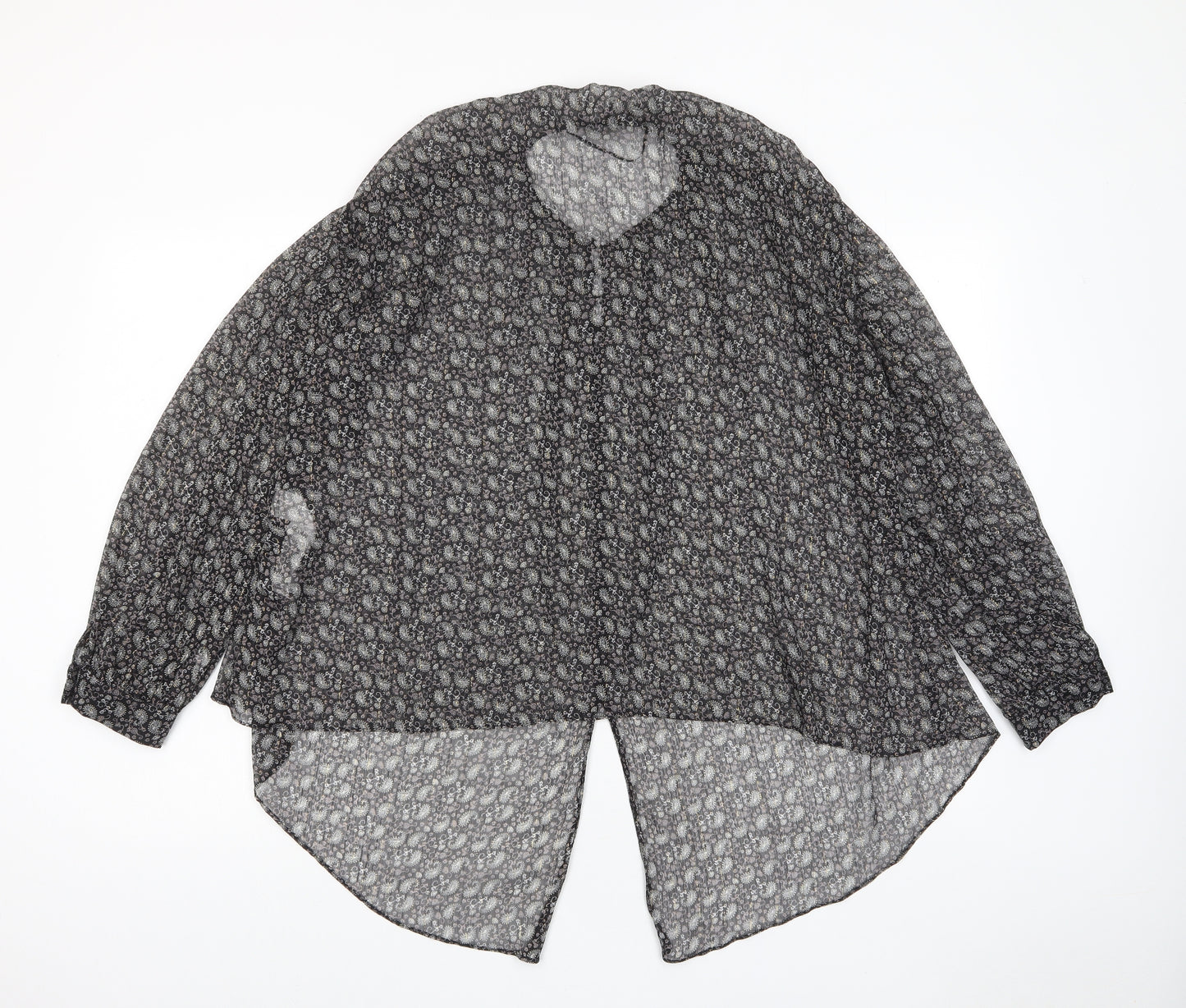 Zara Womens Black Fair Isle Polyester Basic Button-Up Size S V-Neck