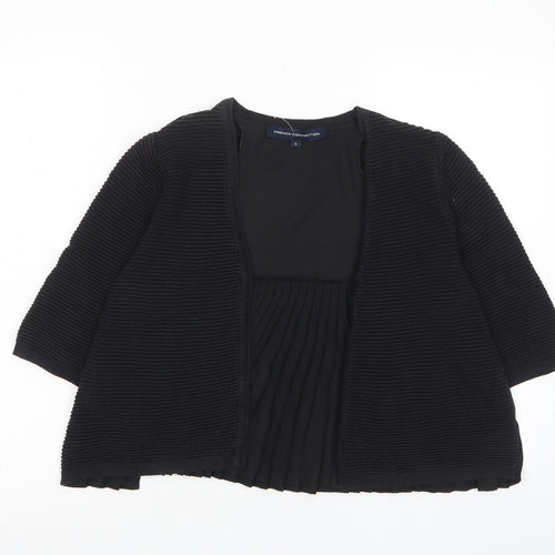 French Connection Womens Black V-Neck Cotton Cardigan Jumper Size S - Pleated, Open
