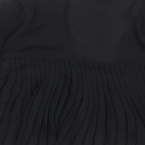 French Connection Womens Black V-Neck Cotton Cardigan Jumper Size S - Pleated, Open
