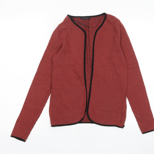 Only Womens Red V-Neck Geometric Cotton Cardigan Jumper Size XS - Open