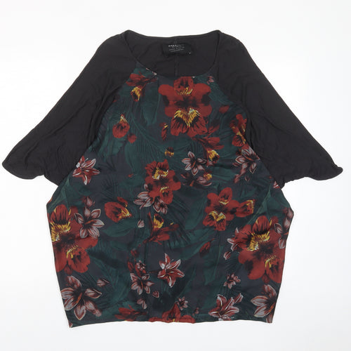 Zara Womens Multicoloured Floral Polyester Basic T-Shirt Size S Crew Neck