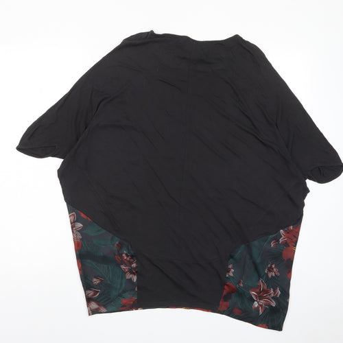 Zara Womens Multicoloured Floral Polyester Basic T-Shirt Size S Crew Neck
