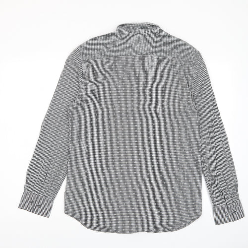 French Connection Mens Grey Geometric Cotton Button-Up Size M Collared Button