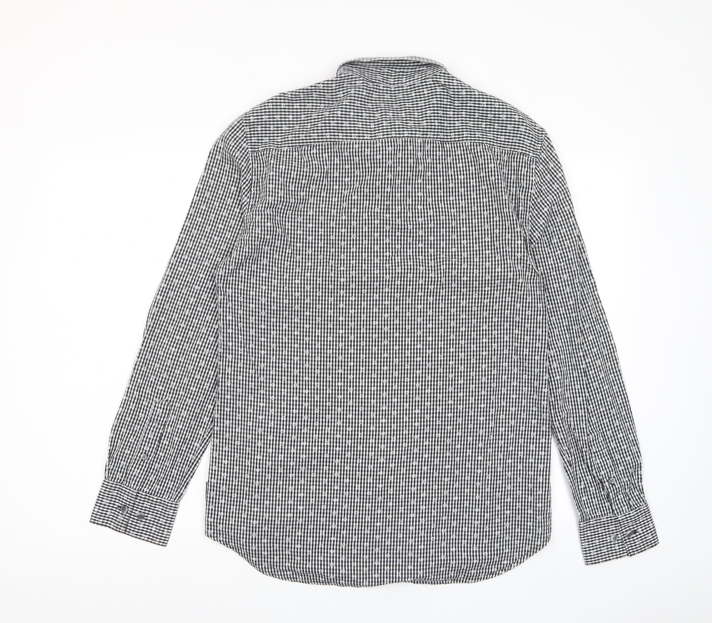 French Connection Mens Grey Geometric Cotton Button-Up Size M Collared Button