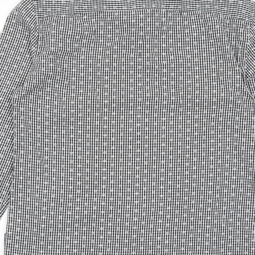 French Connection Mens Grey Geometric Cotton Button-Up Size M Collared Button