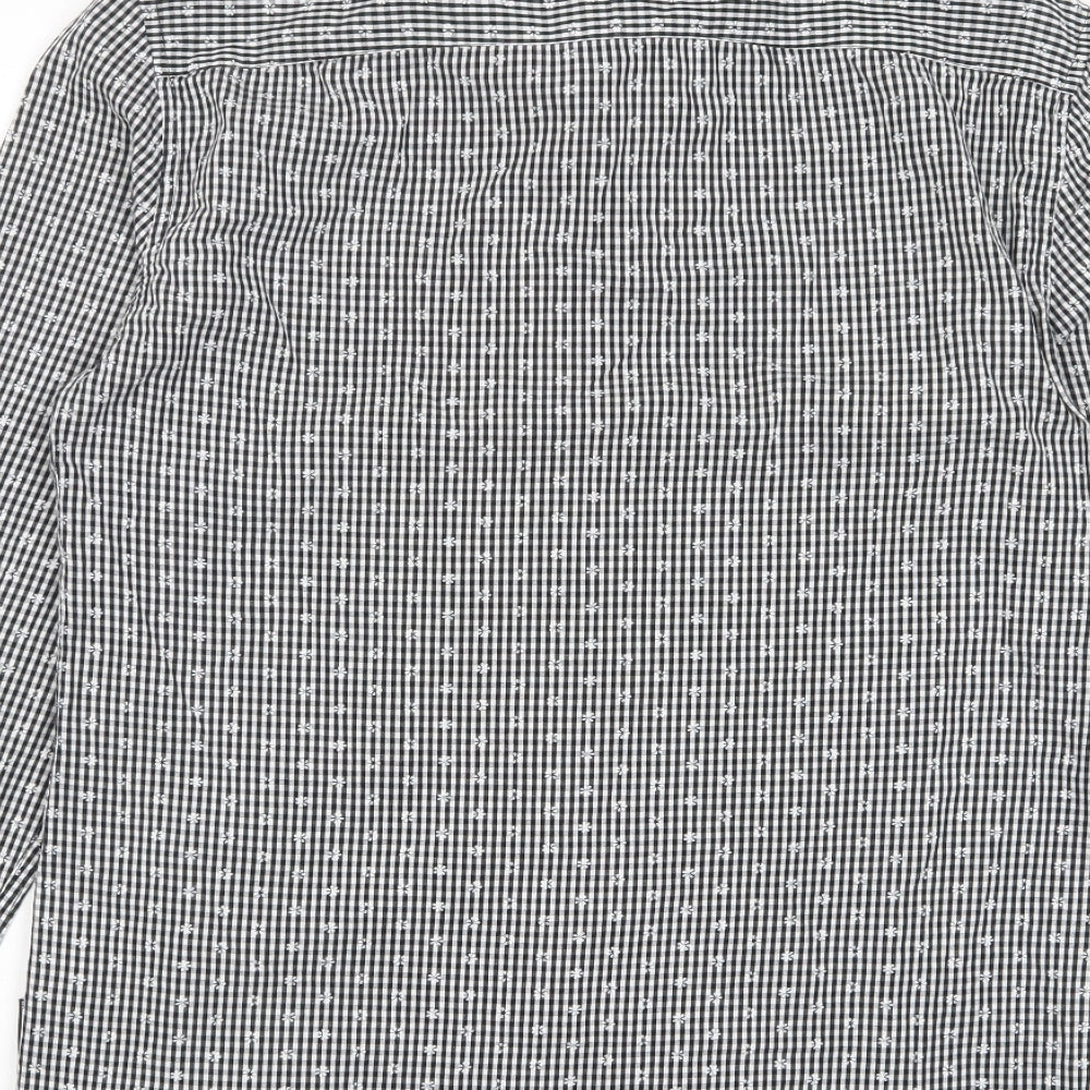 French Connection Mens Grey Geometric Cotton Button-Up Size M Collared Button