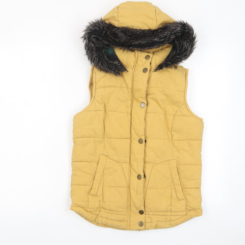 NEXT Womens Yellow Gilet Jacket Size 10 Zip - Pockets