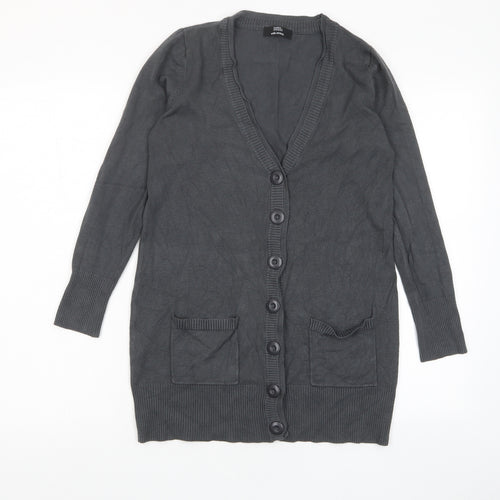 Marks and Spencer Womens Grey V-Neck Viscose Cardigan Jumper Size 10 - Pockets