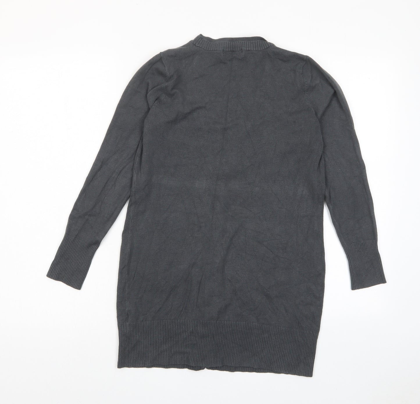 Marks and Spencer Womens Grey V-Neck Viscose Cardigan Jumper Size 10 - Pockets