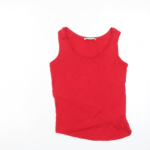 Oasis Womens Red Viscose Basic Tank Size S Collared