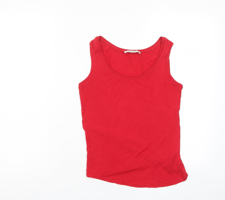 Oasis Womens Red Viscose Basic Tank Size S Collared