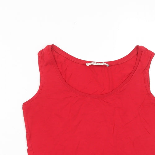 Oasis Womens Red Viscose Basic Tank Size S Collared
