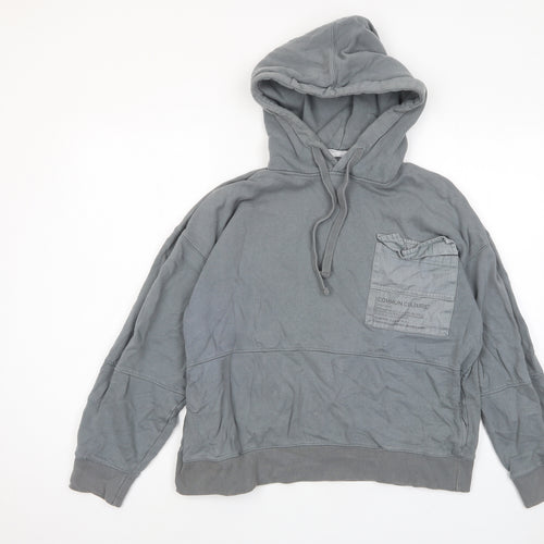 Commun Culture Mens Grey Cotton Pullover Hoodie Size S - Pockets