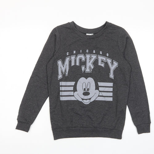 Disney Womens Grey Cotton Pullover Sweatshirt Size 8 Pullover - Mickey Mouse