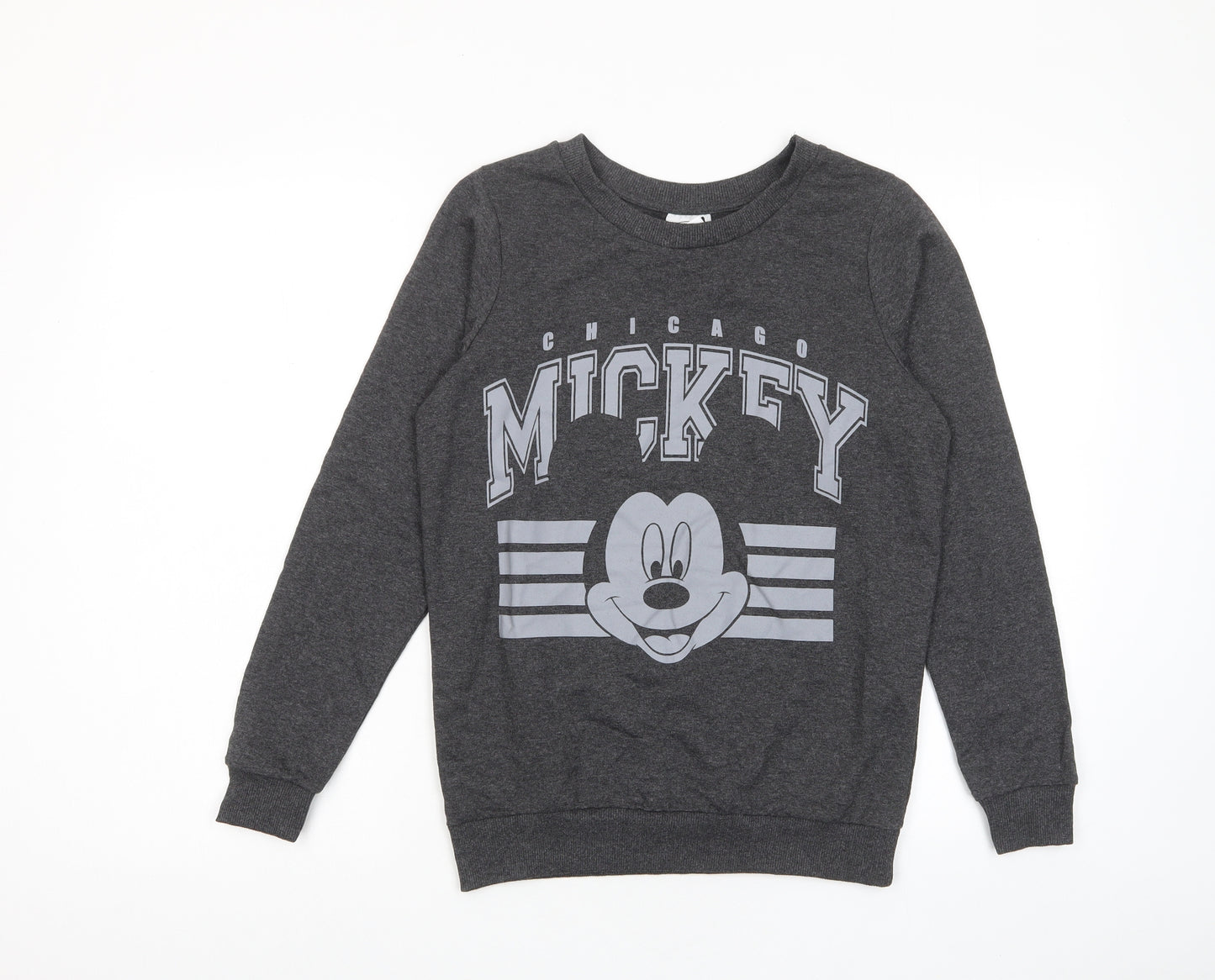 Disney Womens Grey Cotton Pullover Sweatshirt Size 8 Pullover - Mickey Mouse