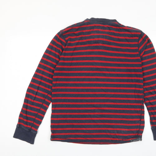 Fat Face Mens Blue Striped Cotton T-Shirt Size M Henley
