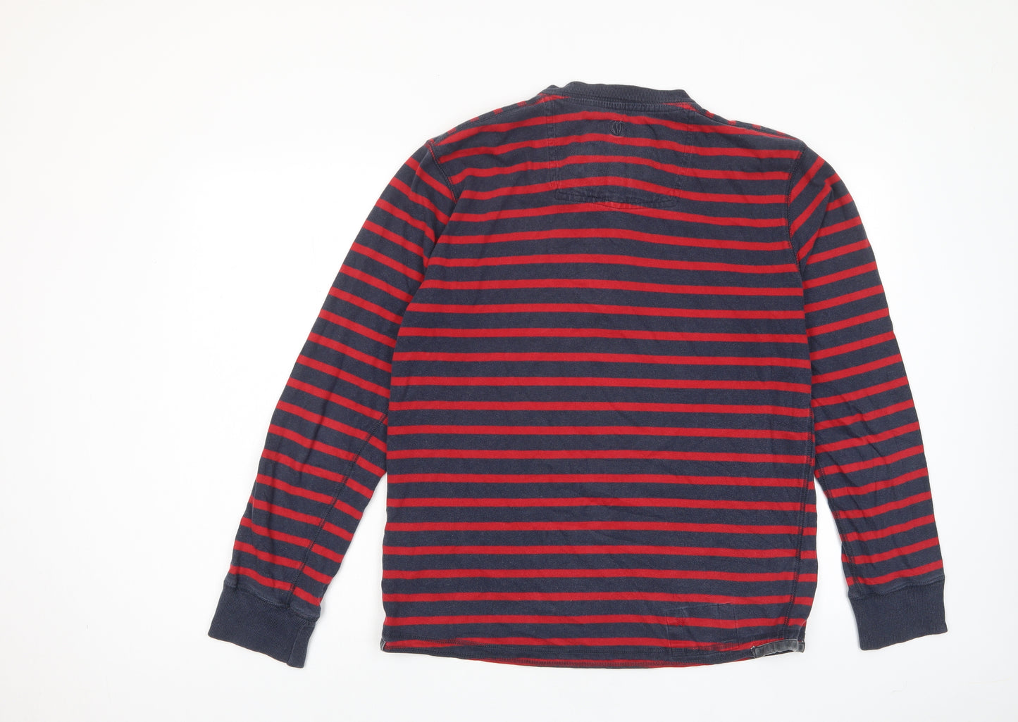 Fat Face Mens Blue Striped Cotton T-Shirt Size M Henley
