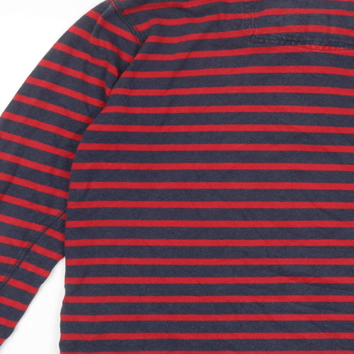 Fat Face Mens Blue Striped Cotton T-Shirt Size M Henley