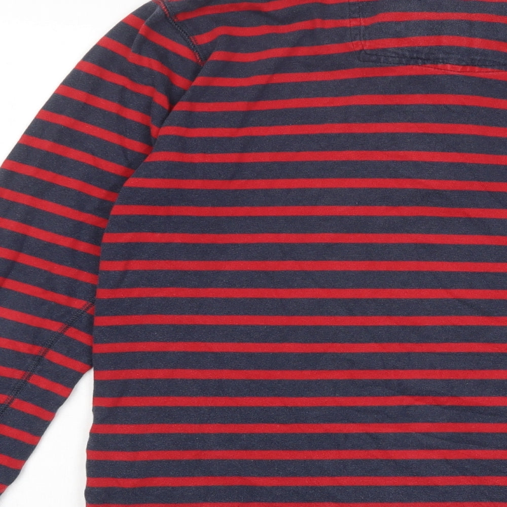 Fat Face Mens Blue Striped Cotton T-Shirt Size M Henley