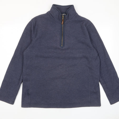 Mountain Warehouse Mens Blue Polyester Pullover Sweatshirt Size L - 1/2 Zip, Logo, Embroided